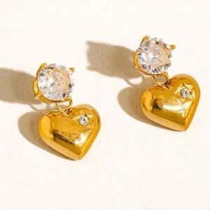 Gold Heart Drop Earrings